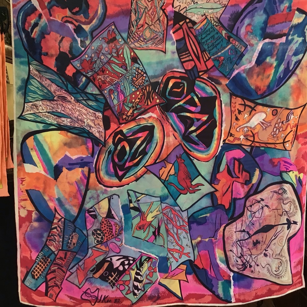 Hand painted signed  82 J Kee scarf